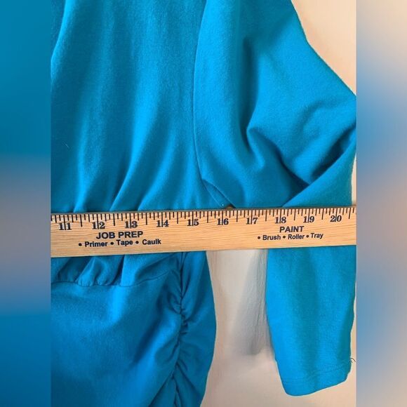 Bisou Bisou blue wrap look top size L - Picture 4 of 6